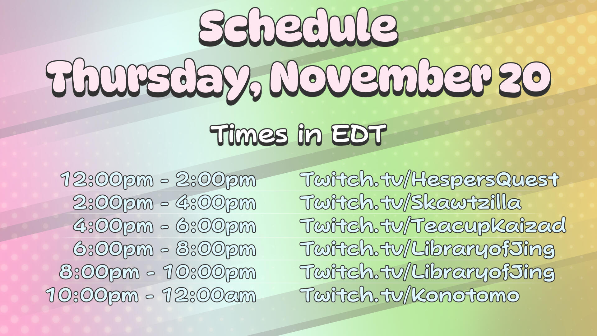 Thursday, November 20th