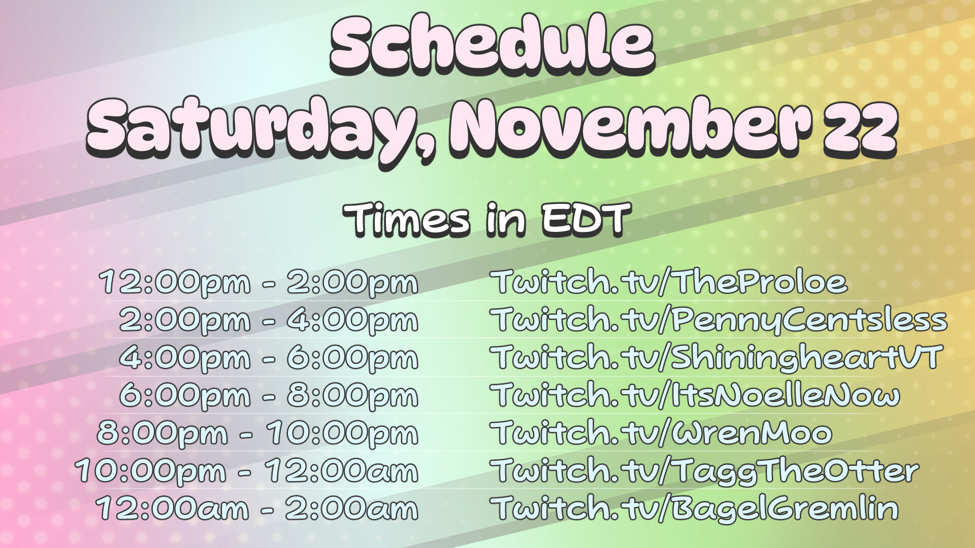 Saturday, November 22nd