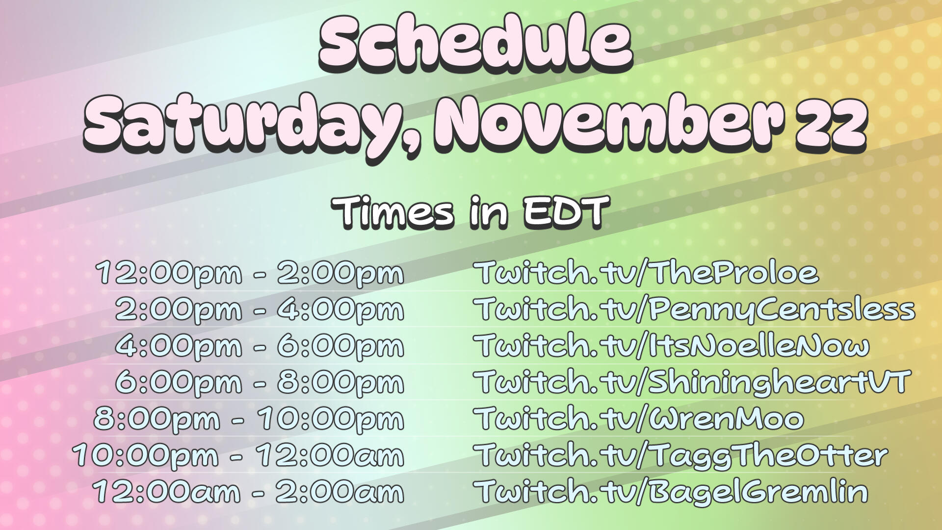 Saturday, November 22nd